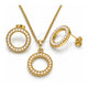 Oro Laminado Earring and Pendant Adult Set, Gold Filled Style with Ivory Pearl, Polished, Golden Finish, 10.379.0018