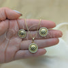 Oro Laminado Earring and Pendant Adult Set, Gold Filled Style with Ivory Pearl, Polished, Golden Finish, 10.379.0021
