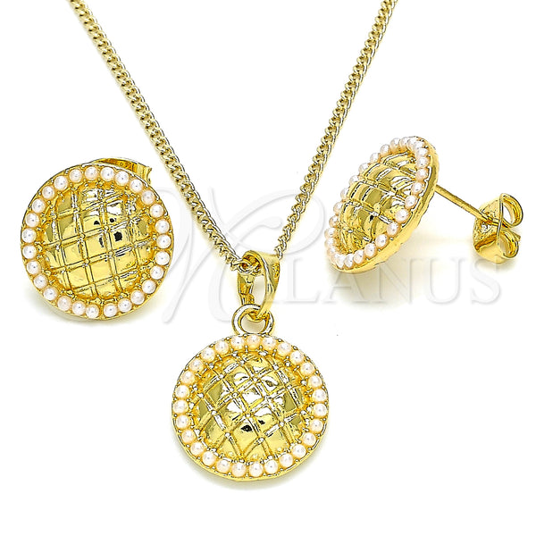 Gold Filled Ring — Earring and Pendant Adult Set with Ivory Pearl — main product view — SKU 135853 | Oro Laminado anillo — Earring and Pendant Adult Set with Ivory Pearl — SKU 135853