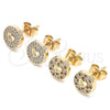 Oro Laminado Stud Earring, Gold Filled Style Heart Design, with Garnet and White Micro Pave, Polished, Golden Finish, 02.344.0070.1