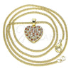 Oro Laminado Pendant Necklace, Gold Filled Style Heart Design, with Garnet and White Micro Pave, Polished, Golden Finish, 04.344.0034.1.20 (02 MM Thickness, 20 Inches Length)