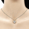 Oro Laminado Pendant Necklace, Gold Filled Style Heart Design, with Garnet and White Micro Pave, Polished, Golden Finish, 04.344.0035.1.20 (02 MM Thickness, 20 Inches Length)