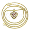 Oro Laminado Pendant Necklace, Gold Filled Style Heart Design, with Garnet and White Micro Pave, Polished, Golden Finish, 04.344.0035.1.20 (02 MM Thickness, 20 Inches Length)