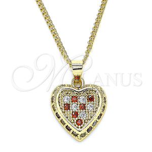 Gold Filled Necklace — Pendant Necklace Heart Design with Garnet and White — main product view — SKU 135885 | Oro Laminado collar — Pendant Necklace corazón diseño with Garnet and blanco — SKU 135885