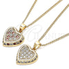 Oro Laminado Pendant Necklace, Gold Filled Style Heart Design, with Garnet and White Micro Pave, Polished, Golden Finish, 04.344.0035.1.20 (02 MM Thickness, 20 Inches Length)