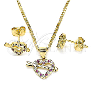Gold Filled Ring — Earring and Pendant Adult Set Heart Design with — main product view — SKU 135892 | Oro Laminado anillo — Earring and Pendant Adult Set corazón diseño with — SKU 135892