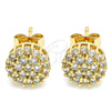 Oro Laminado Stud Earring, Gold Filled Style Flower Design, with White Cubic Zirconia, Polished, Golden Finish, 02.344.0076