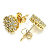 Oro Laminado Stud Earring, Gold Filled Style Flower Design, with White Cubic Zirconia, Polished, Golden Finish, 02.344.0076
