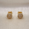 Oro Laminado Stud Earring, Gold Filled Style Flower Design, with White Cubic Zirconia, Polished, Golden Finish, 02.344.0076