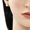 Oro Laminado Stud Earring, Gold Filled Style with White Micro Pave, Polished, Golden Finish, 02.344.0078