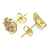 Oro Laminado Stud Earring, Gold Filled Style with Garnet and White Micro Pave, Polished, Golden Finish, 02.344.0079.1