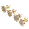 Oro Laminado Stud Earring, Gold Filled Style with Garnet and White Micro Pave, Polished, Golden Finish, 02.344.0079.1