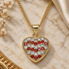 Oro Laminado Pendant Necklace, Gold Filled Style Heart Design, with Garnet and White Micro Pave, Polished, Golden Finish, 04.344.0041.20 (02 MM Thickness, 20 Inches Length)