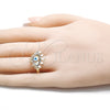 Oro Laminado Multi Stone Ring, Gold Filled Style Evil Eye Design, with Multicolor Micro Pave, White Enamel Finish, Golden Finish, 01.368.0008.1 (One size fits all)