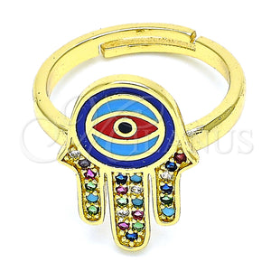 Gold Filled Ring — Multi Stone Ring Hand of God and Judaica — main product view — SKU 135958 | Oro Laminado anillo — Multi Stone Ring Hand of God and Judaica — SKU 135958