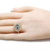 Oro Laminado Multi Stone Ring, Gold Filled Style Evil Eye Design, with Multicolor Micro Pave, Black Enamel Finish, Golden Finish, 01.368.0012.1 (One size fits all)