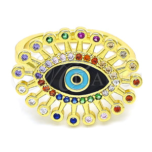 Gold Filled Ring — Multi Stone Ring Evil Eye Design with Multicolor — main product view — SKU 135961 | Oro Laminado anillo — Multi Stone Ring Evil Eye diseño with Multicolor — SKU 135961