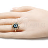 Oro Laminado Multi Stone Ring, Gold Filled Style Evil Eye Design, with Multicolor Micro Pave, Black Enamel Finish, Golden Finish, 01.368.0013 (One size fits all)