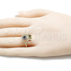 Oro Laminado Multi Stone Ring, Gold Filled Style Evil Eye Design, with Multicolor Micro Pave, Polished, Golden Finish, 01.368.0014 (One size fits all)