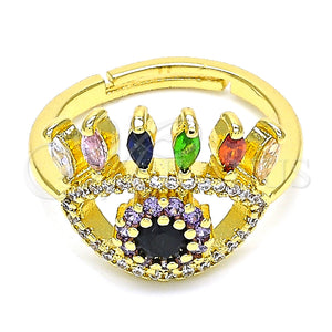 Gold Filled Ring — Multi Stone Ring Evil Eye Design with Multicolor — main product view — SKU 135964 | Oro Laminado anillo — Multi Stone Ring Evil Eye diseño with Multicolor — SKU 135964