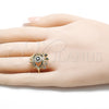 Oro Laminado Multi Stone Ring, Gold Filled Style Evil Eye Design, with Multicolor Micro Pave, Polished, Golden Finish, 01.368.0015 (One size fits all)