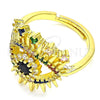 Oro Laminado Multi Stone Ring, Gold Filled Style Evil Eye Design, with Multicolor Micro Pave, Polished, Golden Finish, 01.368.0015 (One size fits all)