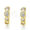 Oro Laminado Huggie Hoop, Gold Filled Style Heart Design, with White Cubic Zirconia, Polished, Golden Finish, 02.237.0029.3.15