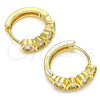 Oro Laminado Huggie Hoop, Gold Filled Style Heart Design, with White Cubic Zirconia, Polished, Golden Finish, 02.237.0029.3.15
