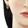 Oro Laminado Earring and Pendant Adult Set, Gold Filled Style Heart Design, with Garnet and White Cubic Zirconia, Polished, Golden Finish, 10.210.0155.1