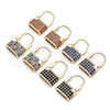 Oro Laminado Small Hoop, Gold Filled Style Lock Design, with Multicolor Micro Pave, Polished, Golden Finish, 02.341.0057.1.12