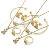 Oro Laminado Earring and Pendant Children Set, Gold Filled Style Teddy Bear and Heart Design, with Multicolor Micro Pave, Polished, Golden Finish, 06.210.0021.1