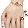 Oro Laminado Earring and Pendant Children Set, Gold Filled Style Tree Design, with Multicolor Cubic Zirconia, Polished, Golden Finish, 06.210.0023.1