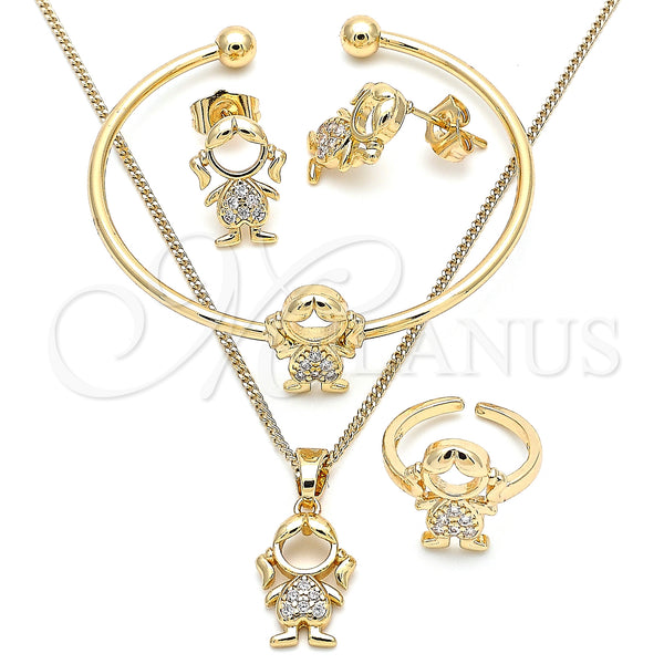 Gold Filled Ring — Earring and Pendant Children Set Little Girl Design — main product view — SKU 135996 | Oro Laminado anillo — Earring and Pendant Children Set Little Girl diseño — SKU 135996