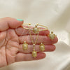 Oro Laminado Earring and Pendant Children Set, Gold Filled Style Turtle Design, with White Micro Pave, Polished, Golden Finish, 06.210.0025