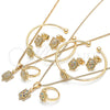 Oro Laminado Earring and Pendant Children Set, Gold Filled Style Turtle Design, with White Micro Pave, Polished, Golden Finish, 06.210.0025