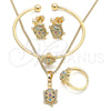Oro Laminado Earring and Pendant Children Set, Gold Filled Style Turtle Design, with Multicolor Micro Pave, Polished, Golden Finish, 06.210.0025.1
