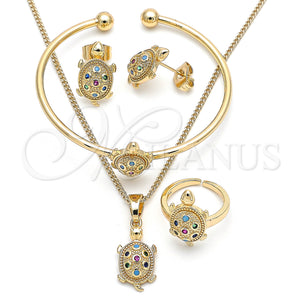 Gold Filled Ring — Earring and Pendant Children Set Turtle Design with — main product view — SKU 135999 | Oro Laminado anillo — Earring and Pendant Children Set Turtle diseño with — SKU 135999