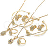 Oro Laminado Earring and Pendant Children Set, Gold Filled Style Turtle Design, with Multicolor Micro Pave, Polished, Golden Finish, 06.210.0025.1