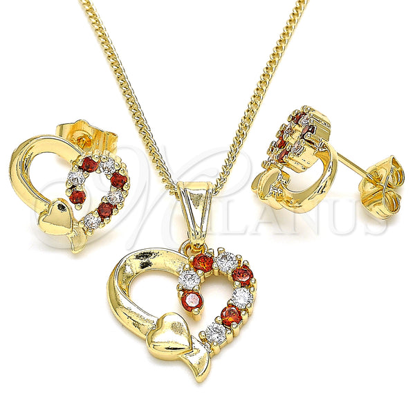 Gold Filled Ring — Earring and Pendant Adult Set Heart Design with — main product view — SKU 136003 | Oro Laminado anillo — Earring and Pendant Adult Set corazón diseño with — SKU 136003