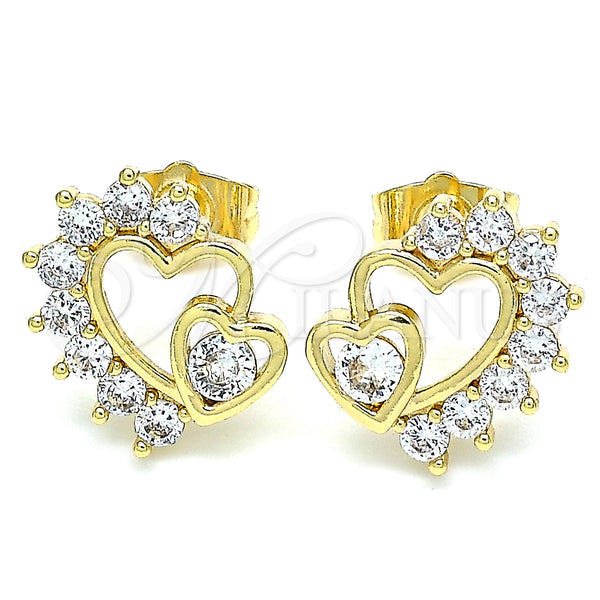 Gold Filled Ring — Stud Earring Heart Design with White Cubic Zirconia — alternate product view — SKU 136011 | Oro Laminado anillo — Stud Earring corazón diseño with blanco Cubic Zirconia — SKU 136011