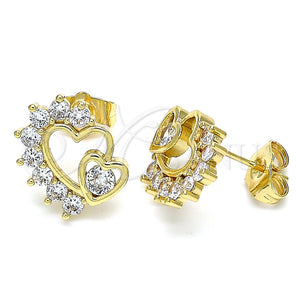 Gold Filled Ring — Stud Earring Heart Design with White Cubic Zirconia — main product view — SKU 136011 | Oro Laminado anillo — Stud Earring corazón diseño with blanco Cubic Zirconia — SKU 136011