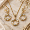 Oro Laminado Earring and Pendant Adult Set, Gold Filled Style Heart Design, with White Cubic Zirconia, Polished, Golden Finish, 10.210.0158