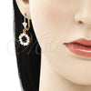 Oro Laminado Dangle Earring, Gold Filled Style Heart Design, with White Cubic Zirconia, Polished, Golden for wholesale, additional product view 2