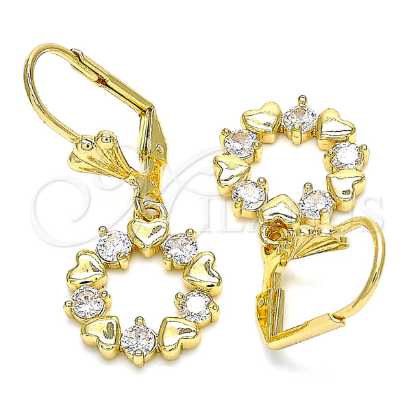 Gold Filled Ring — Dangle Earring Heart Design with White Cubic Zirconia — main product view — SKU 136018 | Oro Laminado anillo — Dangle Earring corazón diseño with blanco Cubic Zirconia — SKU 136018
