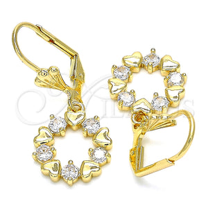 Gold Filled Ring — Dangle Earring Heart Design with White Cubic Zirconia — main product view — SKU 136018 | Oro Laminado anillo — Dangle Earring corazón diseño with blanco Cubic Zirconia — SKU 136018