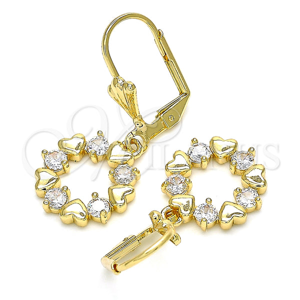 Gold Filled Ring — Dangle Earring Heart Design with White Cubic Zirconia — alternate product view — SKU 136018 | Oro Laminado anillo — Dangle Earring corazón diseño with blanco Cubic Zirconia — SKU 136018