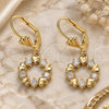 Oro Laminado Dangle Earring, Gold Filled Style Heart Design, with White Cubic Zirconia, Polished, Golden Finish, 02.210.0442