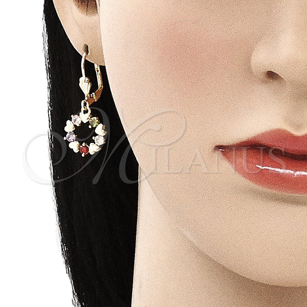 Gold Filled Ring — Dangle Earring Heart Design with Multicolor Cubic Zirconia — alternate product view — SKU 136020 | Oro Laminado anillo — Dangle Earring corazón diseño with Multicolor Cubic Zirconia — SKU 136020
