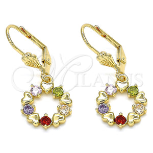 Gold Filled Ring — Dangle Earring Heart Design with Multicolor Cubic Zirconia — main product view — SKU 136020 | Oro Laminado anillo — Dangle Earring corazón diseño with Multicolor Cubic Zirconia — SKU 136020