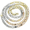 Oro Laminado Basic Necklace, Gold Filled Style Mariner Design, Polished, Tricolor, 04.319.0005.24 (04 MM Thickness, 24 Inches Length)